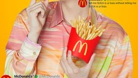 Beberapa waktu lalu, BTS berkolaborasi dengan McDonalds mengeluarkan menu BTS Meal. Ini salah satu poster Suga, ia terlihat menikmati kentang goreng. Foto: dok. Big Hit