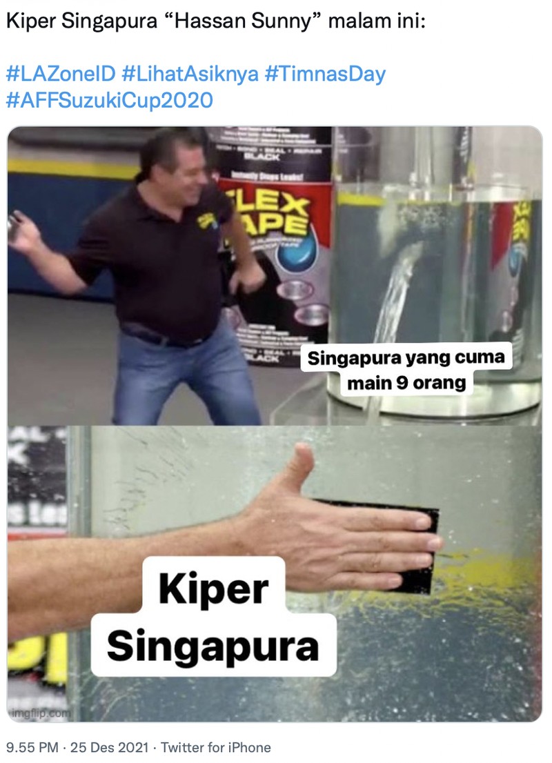 Meme Indonesia vs Singapura di Piala AFF 2020