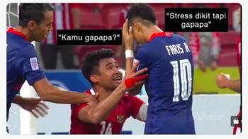Faris stress, Asnawi coba menghiburnya. Foto: Twitter