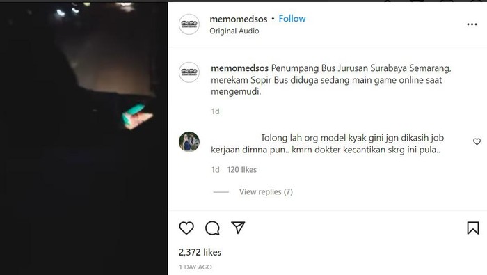 Sopir bus main HP sambil nyetir
