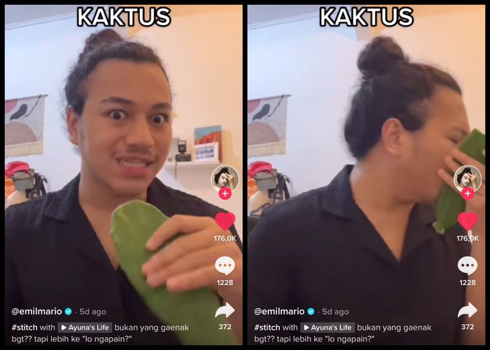 TikToker Emil Mario Berani Cicip Kaktus Mentah, Ini Komentarnya