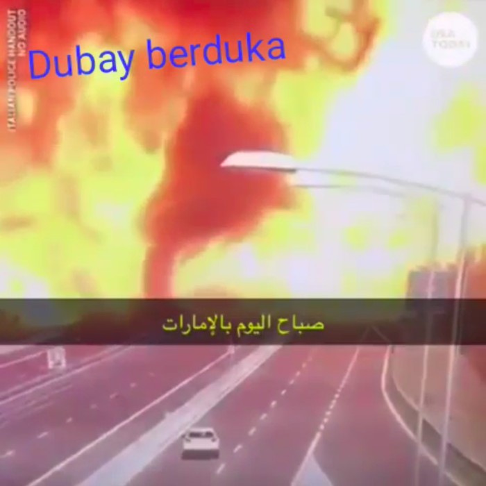 Video kecelakaan truk tanker hingga menyebabkan ledakan dan kebakaran hebat ramai beredar. Peristiwa itu disebut terjadi di Dubai. Bagaimana faktanya? (Screenshot video viral)