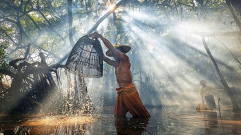 Top 10, karya Zay Yar Lin dari Bangladesh. Nelayan mencoba menangkap ikan di hutan bakau kecil di Danau Inle, Negara Bagian Shan di Myanmar. Foto: Viewsonic ColorPro Awards