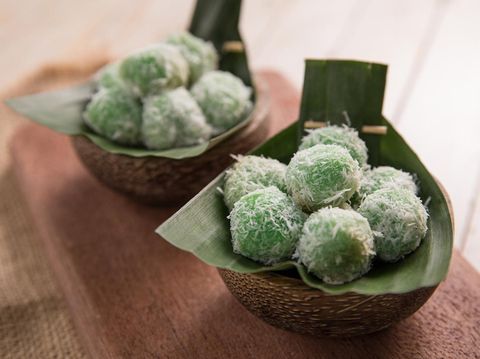 delicious traditional indonesian culinary klepon. Sweet rice balls stuffed with palm sugar