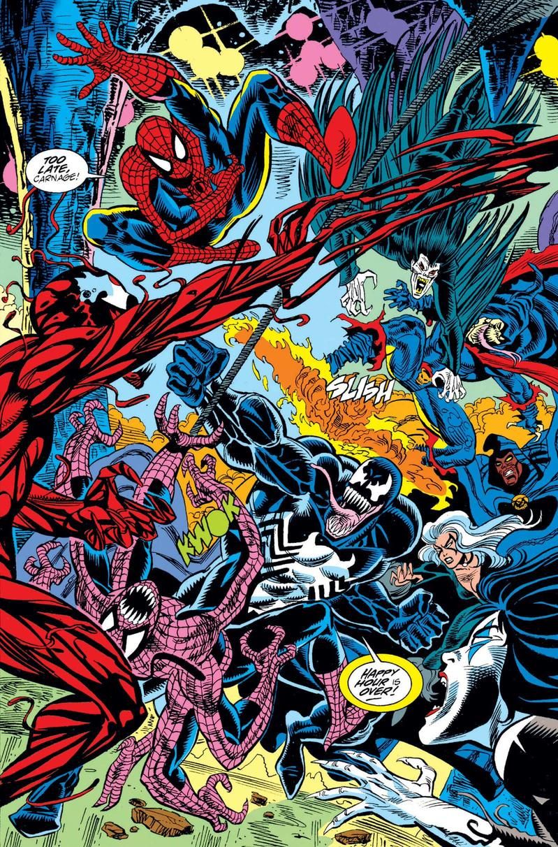 Morbius di komik Marvel dan Spider-Man.