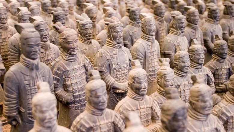 Xian Small recontructions of the Teracotta army in Xian China.