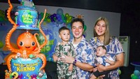 Baim Wong dan Paula menyewa Sea World, Ocean Dream, dan Atlantis untuk menjadikan tempat pesta ulang tahun Kiano. Dekorasi pesta Kiano bertema laut dan kue ulang tahun dengan bentuk gurita. Foto: dok. Instagram Baim dan Paula.
