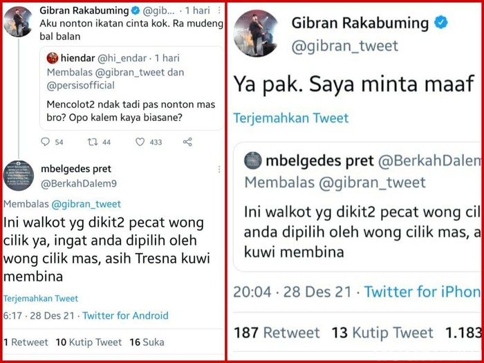 Twitter Wali Kota Solo Gibran Rakabuming Raka
