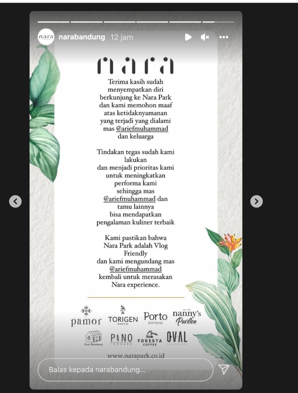Arief Muhammad Dijutekin Karyawan Nara Park, Ini Klarifikasi Pihak Resto