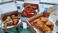 Ketiga ayam yang detikfood pesan merupakan menu-menu ayam satu ekor yang viral dan ramai diperbincangkan. Diantara ketiganya ada Flying Chicken dari Richeese Factory, Fried Chicken dari Flip Burger dan Ayam Panggang dari Emados Shawarma. Foto: detikcom/Diah Afrilian