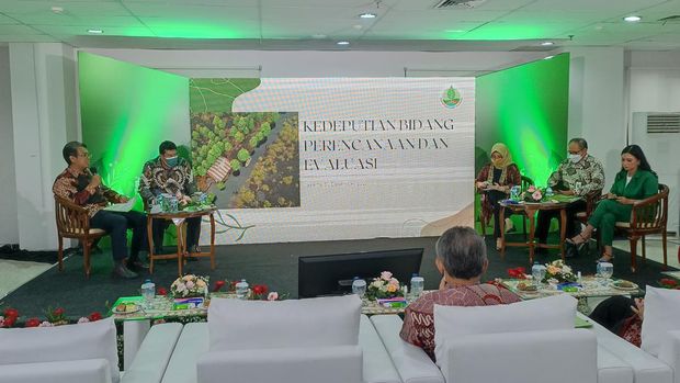 Konferensi pers capaian BRGM di 2021, di Gedung Graha GAMA, Jl Cikini Raya, Menteng, Jakarta Pusat, Kamis (30/12/2021).