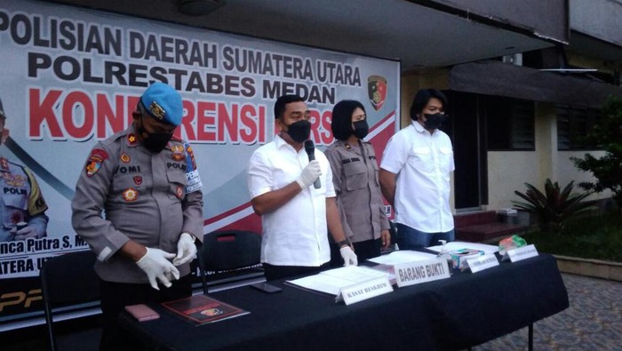 Konferensi pers ungkap kasus pemerasan anggota LSM di Deli Serdang ke kepala sekolah