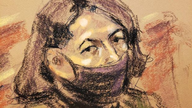 Ghislaine Maxwell, the Jeffrey Epstein associate accused of sex trafficking, attends a charging conference in a courtroom sketch in New York City, U.S., December 18, 2021. REUTERS/Jane Rosenberg