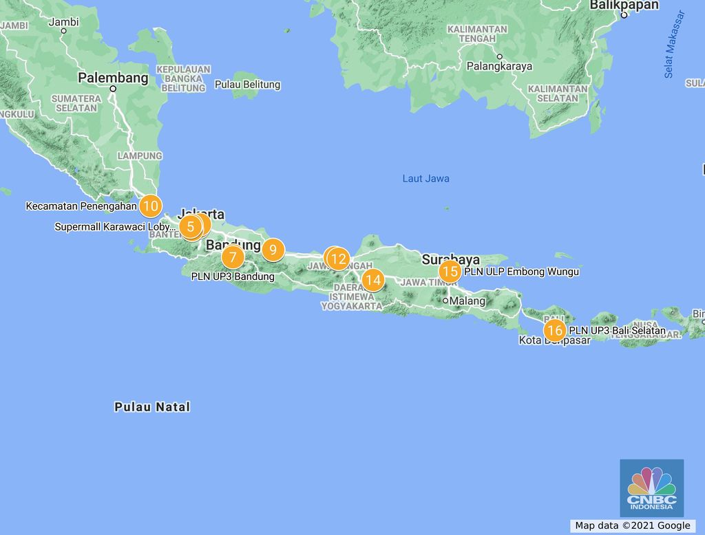 Peta sebaran SPKLU hingga pertengahan tahun 2021 Peta sebaran SPKLU hingga pertengahan tahun 2021