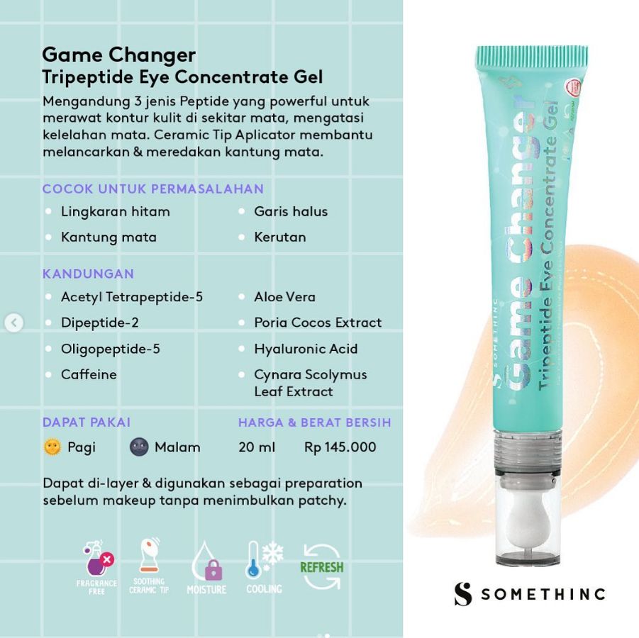 Manfaat Somethinc Game Changer Tripeptide Eye Concreate Gel.