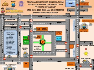 4 Lokasi dan 12 Jalan di Pasuruan Ditutup Saat Malam Tahun Baru 2022