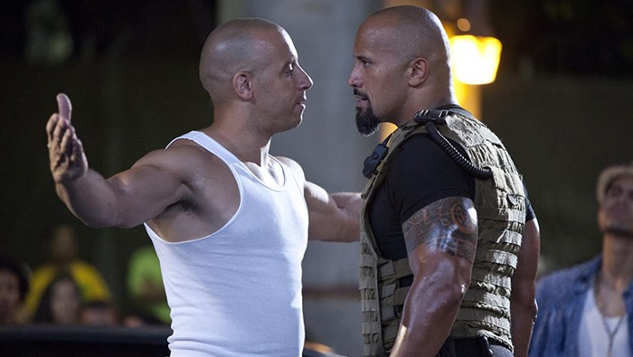 Aksi Vin Diesel dan Dwayne Johnson di Fast 5.