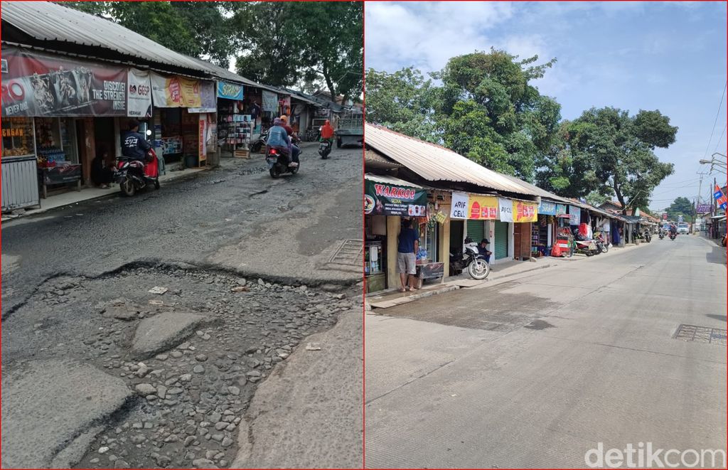 Jl Pabuaran, Kabupaten Bogor, pantauan terakhir pada 31 Desember, sudah lebih mulus ketimbang kondisi 26 Januari 2021. (Rizky Adha Mahendra/detikcom)