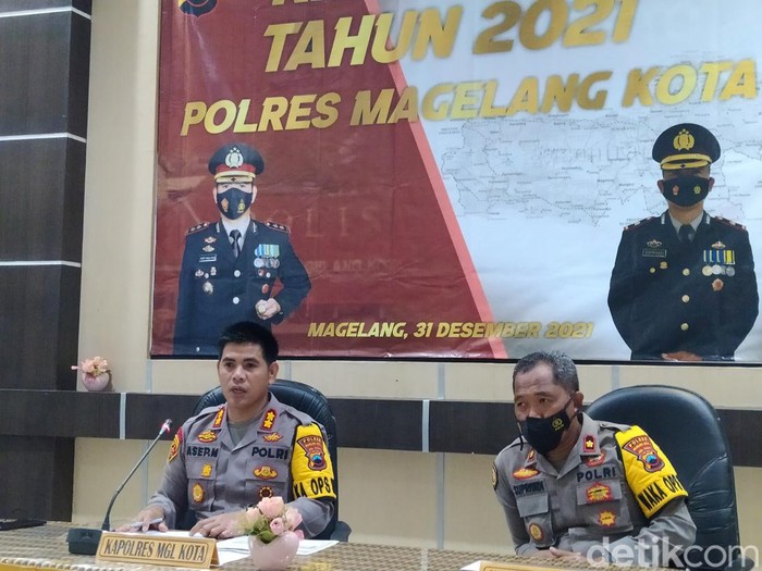 Jumpa pers akhir tahun Polres Magelang Kota, Jumat (31/12/2021).