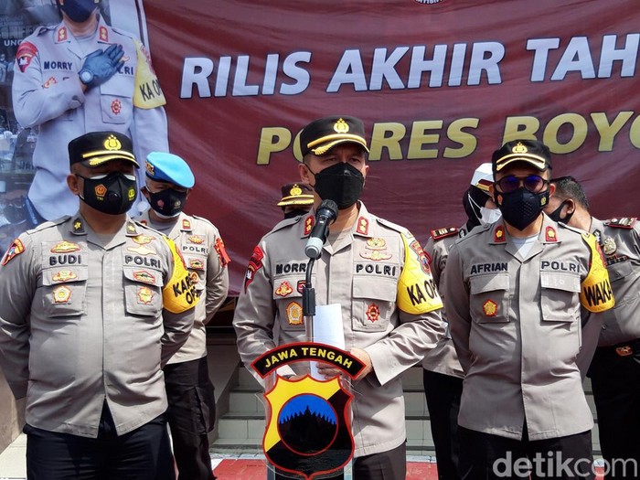 Kapolres Boyolali, AKBP Morry Ermond, jumpa pers akhir tahun, Jumat (31/12/2021).