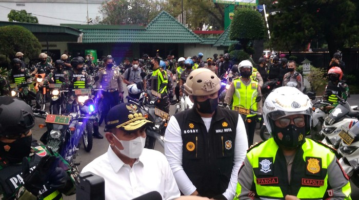 Pelepasan patroli jelang malam Tahun Baru 2022 di Medan (Datuk-detikcom)