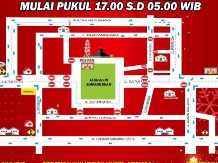 Rekayasa arus lalu lintas Demak saat malam tahun baru, Jumat (31/12/2021).