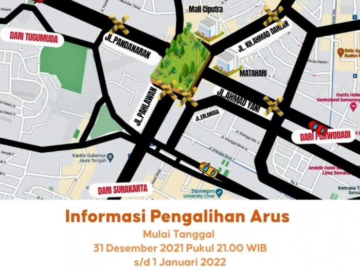 Rekayasa lalu lintas di Kota Semarang, Jumat (31/12/2021).