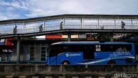 Bus TransJakarta tetap beroperasi normal di hari libur tahun baru.