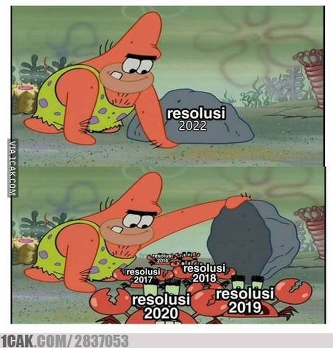 Terlalu banyak membuat resolusi tapi nggak pernah direalisasikan. Jadi menumpuk gini deh resolusinya. Foto: Facebook