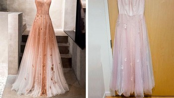 Dress yang dipajang di situs dibandingkan barang yang diterima. Foto: Reddit