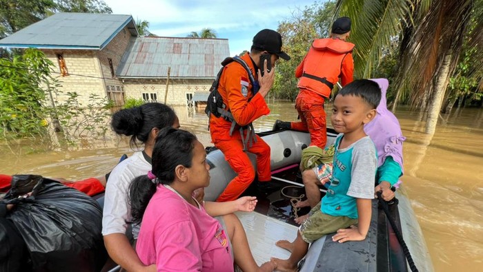 Evakuasi ibu hamil dari banjir di Jambi (dok. Basarnas)