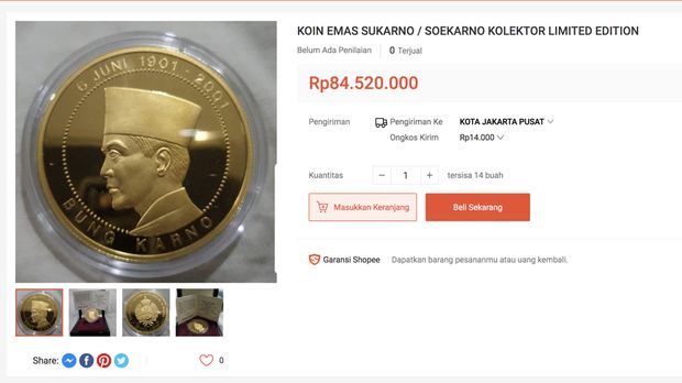 Koin Emas Soekarno (Tangkapan Layar via shopee)