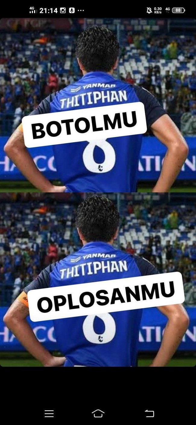 Ketika nama Thitiphan diplesetkan menjadi sebuah lirik lagu dangdut. Bikin pengin nyanyi sambil joget deh jadinya. Foto: twitter.com/fnrhmdni