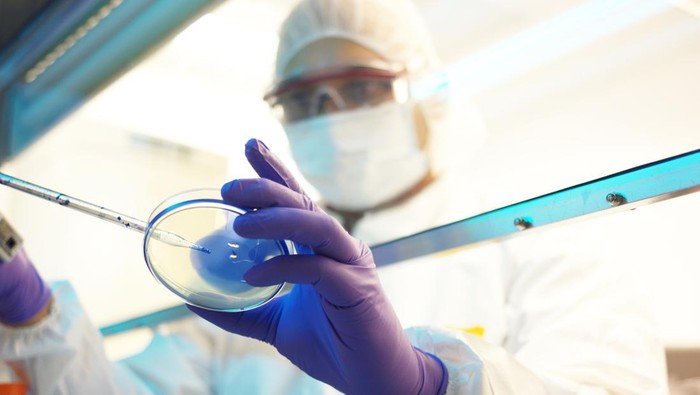 Asian scientist or doctors use microscopes to test for the coronavirus (COVID 19). Or a new flu virus to save human life In the lab Or hospital. Successful in researching the treatment of patients