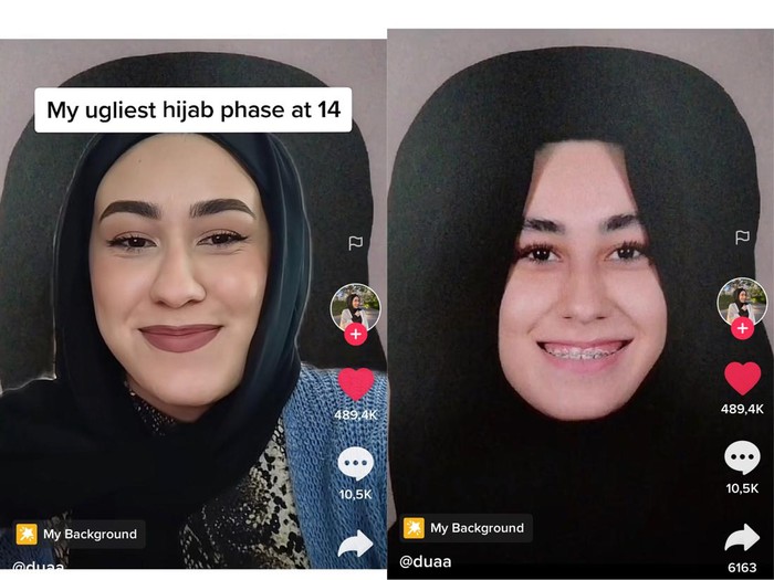 Viral wanita yang memperlihatkan gaya hijabnya pada usia 14 tahun.