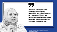 Ketua Fraksi Gerindra DPRD DKI Rani Mauliani menyindir aksi Giring. Menurutnya, aneh jika sekelas Ketua Umum justru menyidak sendiri.