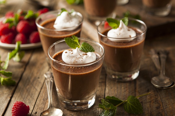 Homemade Dark Chocolate Mousse with Whipped Cream
