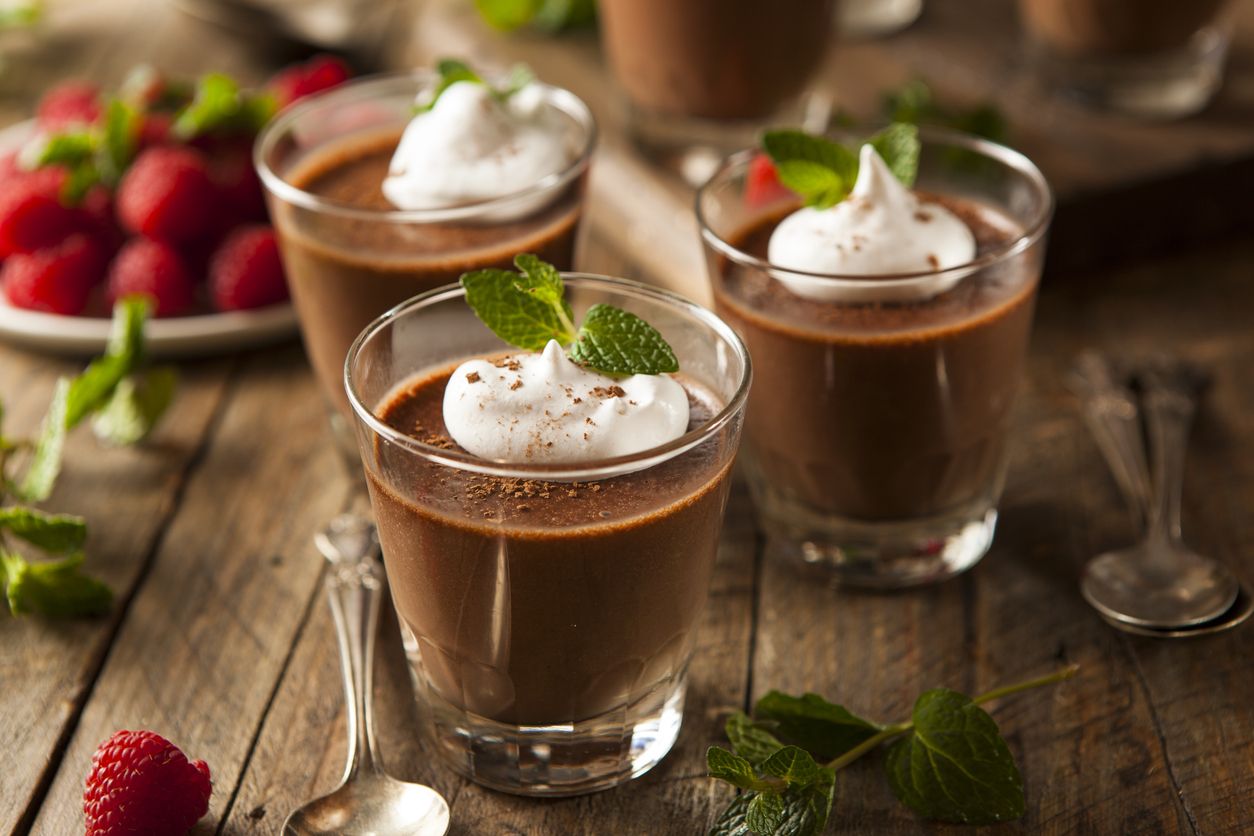 Homemade Dark Chocolate Mousse with Whipped Cream