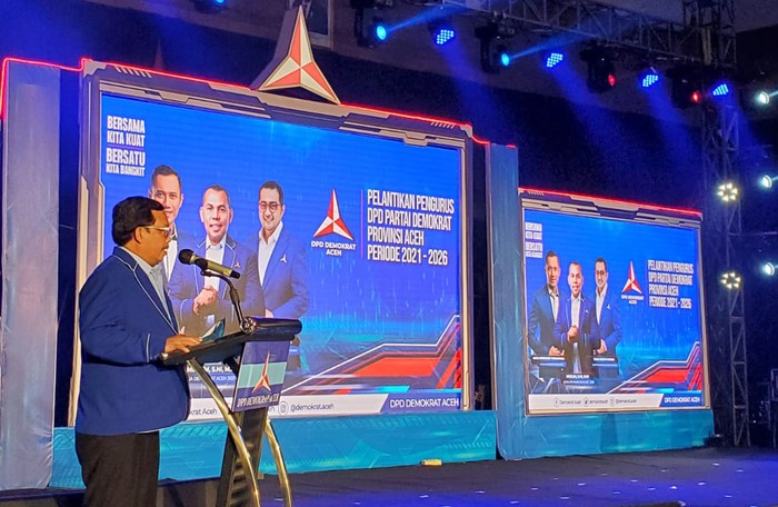 AHY Minta Demokrat Aceh Menangi Pemilu 2024 Ketua Umum Partai Demorkat Agus Harimurti Yudhoyono (AHY) berpesan pada kader Demokrat Aceh harus siap menghadapi dan memenangi pemilu 2024.
