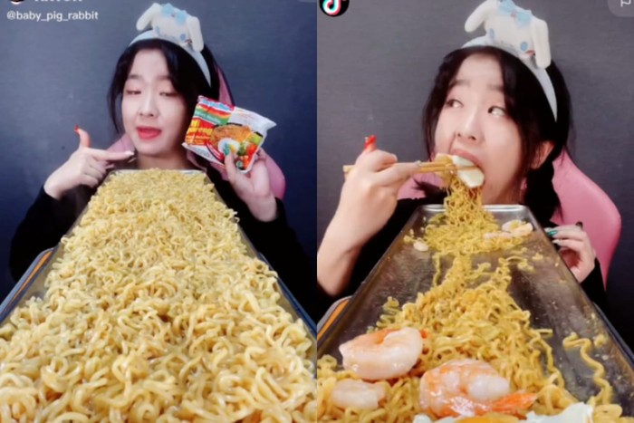 TikToker Korea Mukbang Indomie Goreng Seorang TikToker Asal Korea Selatan Mukbang Indomie Goreng Sebanyak 5 Bungkus dengan Lahap.