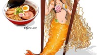 Karya seninya ini ingin menggambarkan bagaimana jadinya jika makanan sehari-hari yang kita makan, berubah menjadi sosok remaja millennial yang kekinian. Foto: Instagram @lyra_art