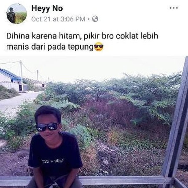 Kepercayaan diri yang tinggi memang sangat dibutuhkan agar tidak minder. Apapun warna kulitmu, percayalah bahwa kamu cantik dan ganteng. Foto: Instagram/@duhreceh.id