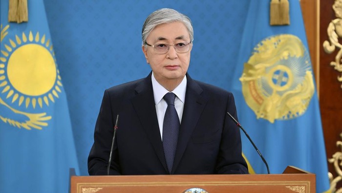 In this image taken from video released by Kazakhstans Presidential Press Service, Kazakhstans President Kassym-Jomart Tokayev speaks during his televised statement to the nation in Nur-Sultan, Kazakhstan, Friday, Jan. 7, 2022. In the face of mounting domestic unrest and apparent uncertainty over the loyalty of law enforcement and military forces, Kazakhstans president has turned to a Russia-dominated security alliance for help. The Collective Security Treaty Organization was formed in the first half of the 1990s following the collapse of the Soviet Union. Besides Russia, it includes Armenia, Belarus, Kazakhstan, Kyrgyzstan, and Tajikistan. (Kazakhstans Presidential Press Service via AP)