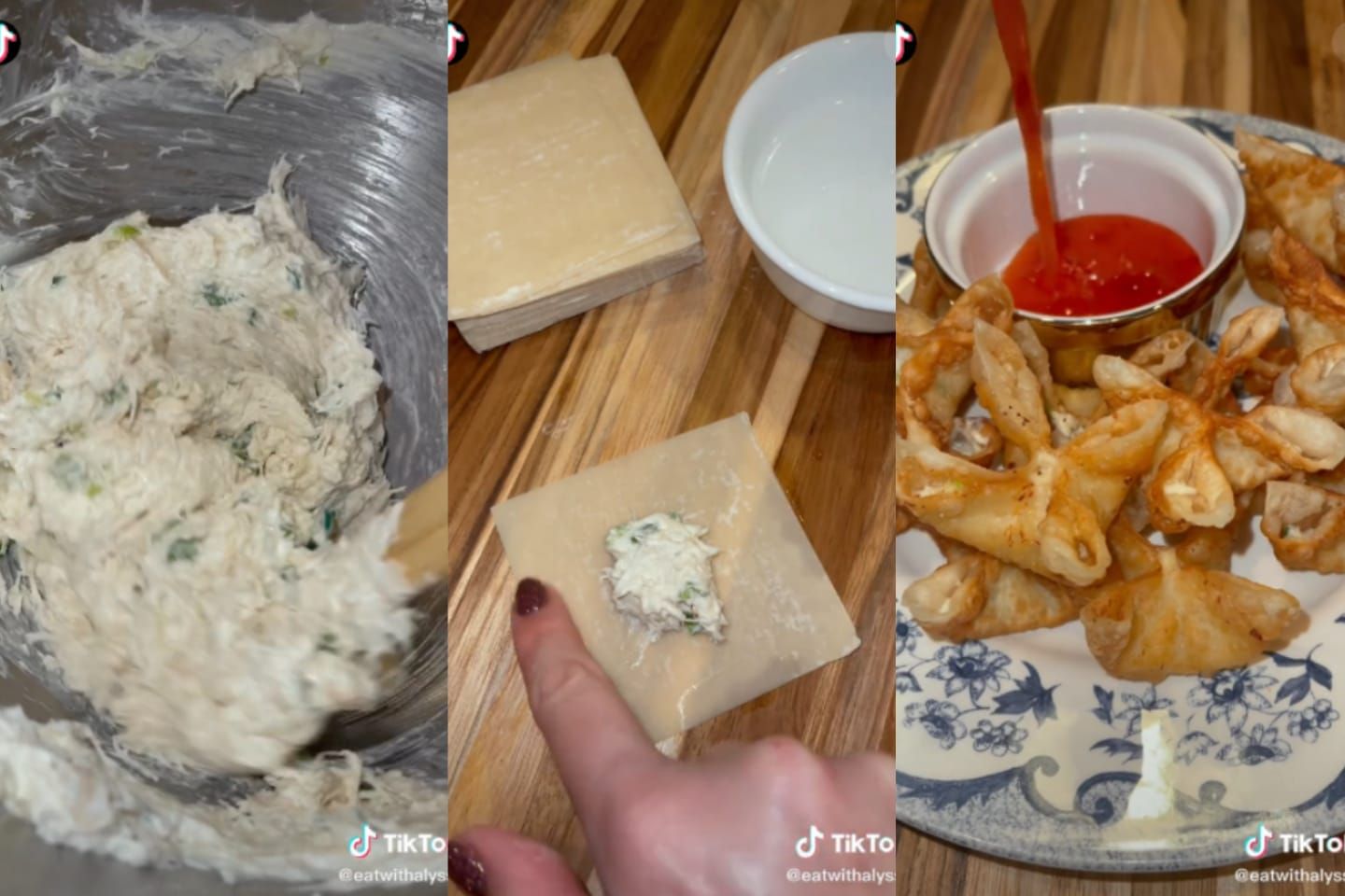 Crab Rangoon, Camilan Viral di TikTok. Berupa Pangsit Goreng Isi Crabstick dan Cream Cheese.