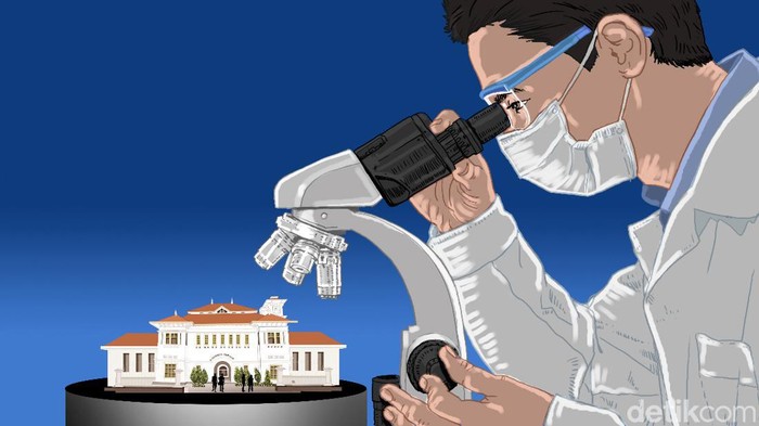 Ilustrasi seorang peneliti Eijkman tengah bekerja.