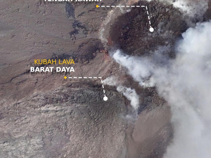 Foto udara kubah lava Gunung Merapi