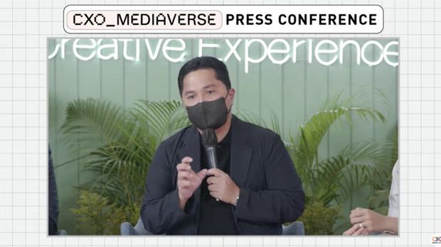 Erick Thohir - Menteri Badan Usaha Milik Negara (BUMN) dalam acara Press Conference CXO Mediaverse (Tangkapan layar youtube CXO Media)