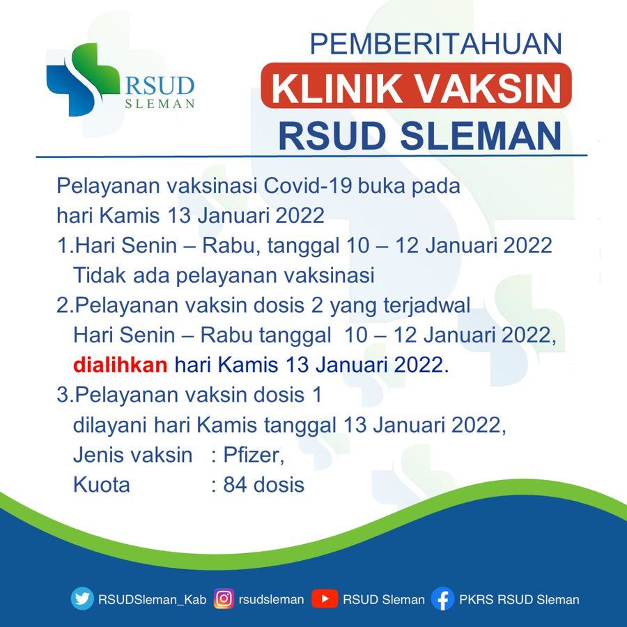 Jadwal vaksinasi di RSUD Sleman