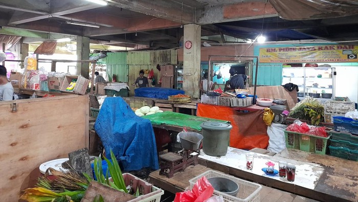 Kondisi tempat relokasi Pasar Inpres Blok B, Pasar Minggu, Jakarta Selatan. Rabu (12/1/2022).