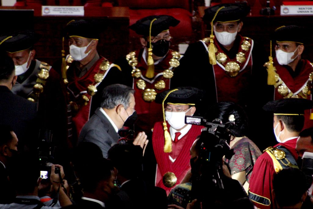 SBY dan Prabowo hadiri pemberian gelar profesor kehormatan ke Terawan (Foto: ANTARA FOTO/YULIUS SATRIA WIJAYA)